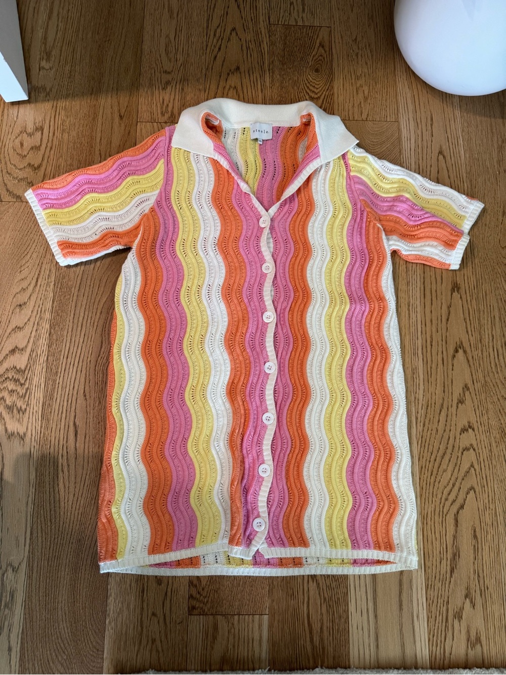 Women’s Striped Crochet Cover-Up in Pink, Orange & Yellow